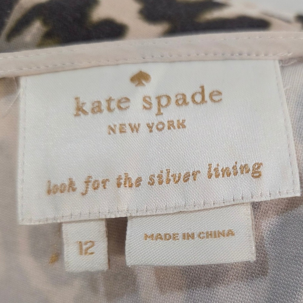 Kate Spade New York Womens Leopard Fit & Flare Dress 12 Short Sleeve Zip Back - Picture 3 of 13
